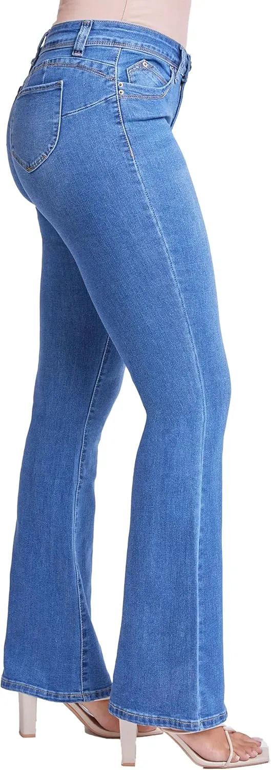 YMI Womens Sustainable Wannabettabutt Low Rise Wide Leg Jeans