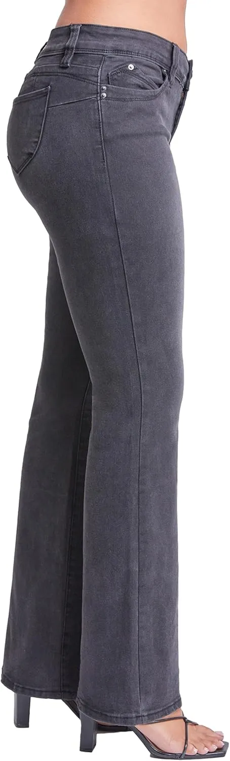 YMI Womens Sustainable Wannabettabutt Low Rise Wide Leg Jeans