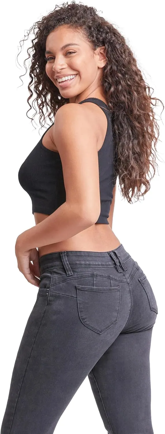 YMI Womens Sustainable Wannabettabutt Low Rise Wide Leg Jeans
