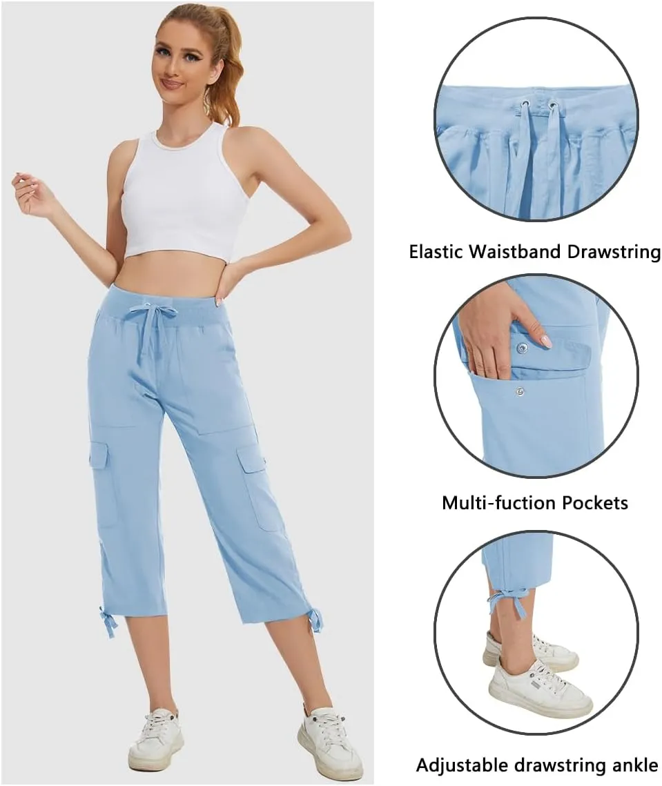 YuKaiChen Women's Capris Hiking Summer Pants Outdoor Athletic Casual with Pockets