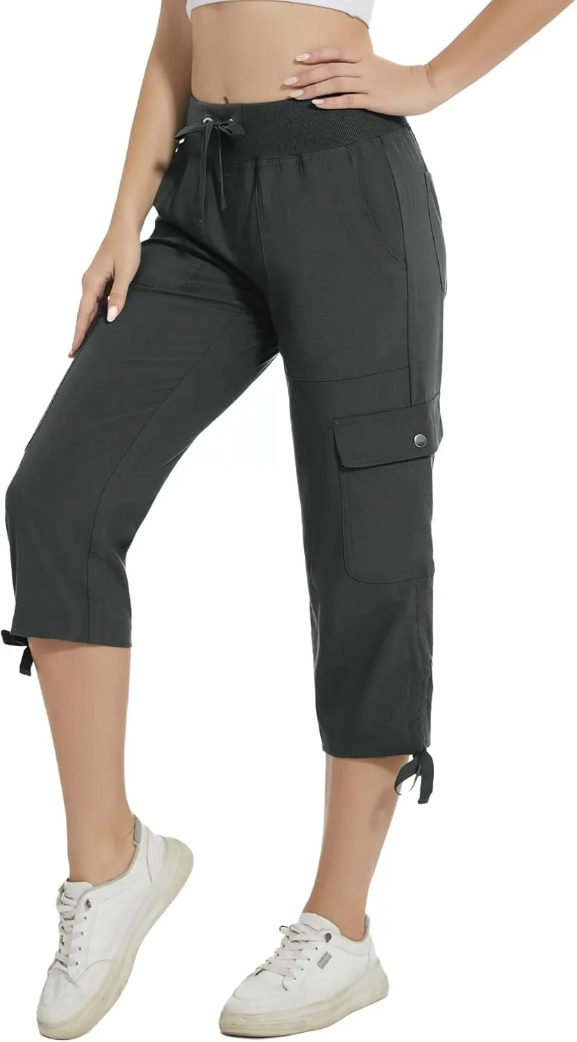 YuKaiChen Women's Capris Hiking Summer Pants Outdoor Athletic Casual with Pockets