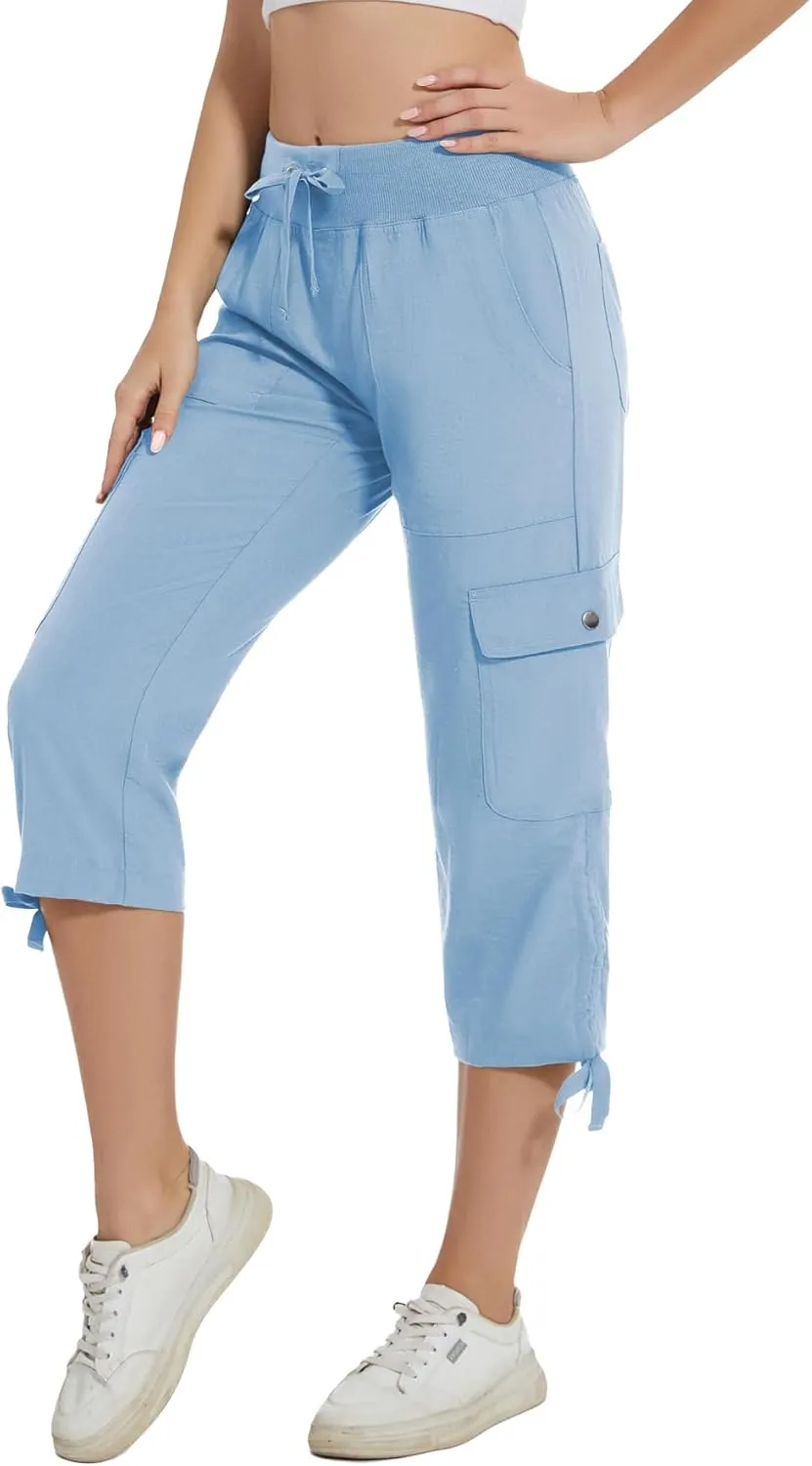 YuKaiChen Women's Capris Hiking Summer Pants Outdoor Athletic Casual with Pockets