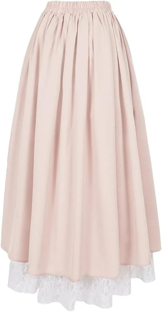 ZZEQYG Women's Victorian Renaissance Skirt Double-Layer Long Skirts