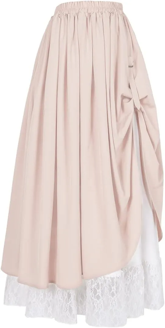 ZZEQYG Women's Victorian Renaissance Skirt Double-Layer Long Skirts